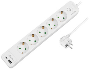 Image LogiLink Steckdosenleiste, 5-fach, 2x USB, mit Schalter