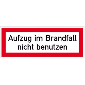 Image SafetyMarking® Brandschutzaufkleber Aufzug im Brandfall nicht benutzen rechteckig 14,8 x 5,2 cm