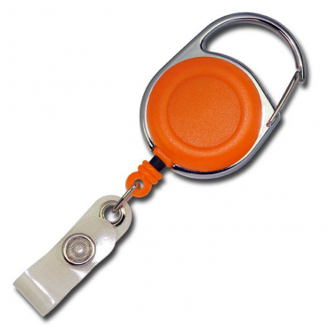 Image JOJO – Ausweishalter Ausweisclip Schlüsselanhänger runde Form Metallumrandung Druckknopfschlaufe Farbe orange- 100 Stück