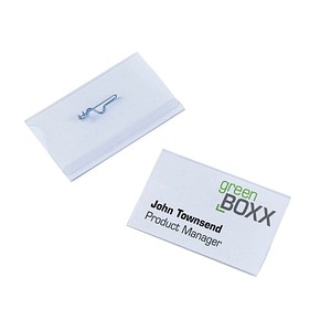 Image DURABLE Namensschild, mit Wellennadel, 90 x 54 mm transparent, aus Kunststoff, 