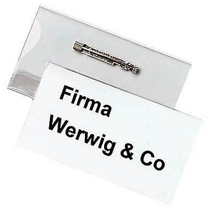 Image DURABLE Namensschild, mit Plattennadel, 75 x 40 mm aus transparentem Kunststoff