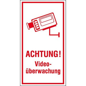 Image SafetyMarking® Hinweisaufkleber Achtung! Videoüberwachung  rechteckig 8,0 x 15,0 cm