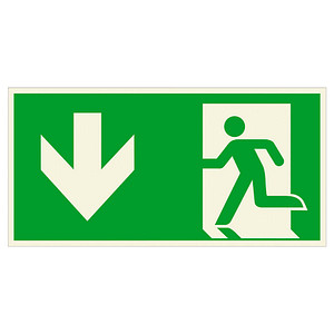 Image SafetyMarking® Rettungszeichen Notausgang links abwärts rechteckig 30,0 x 15,0 cm