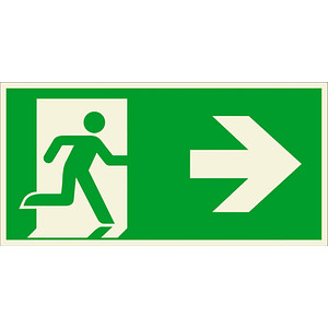 Image SafetyMarking® Rettungszeichen-Aufkleber Notausgang rechts rechteckig 30,0 x 15,0 cm
