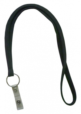 Image Umhängeband / Lanyards / Schlüsselanhänger aus weichem Polyester mit Schlüsselring und klarer Lasche mit Druckknopf, Farbe: schwarz - 100 Bänder