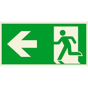 Image SafetyMarking® Rettungszeichen-Aufkleber Notausgang links rechteckig 30,0 x 15,0 cm