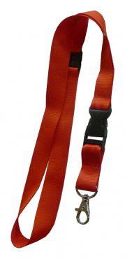Image Umhängeband / Lanyards / Schlüsselanhänger aus Polyester mit drehbarem Karabinerhaken, mit Steckschnalle und Sicherheitsbruchstelle, Farbe: rot - 100 Bänder
