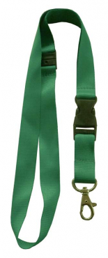 Image Umhängeband / Lanyards / Schlüsselanhänger aus Polyester mit drehbarem Karabinerhaken, mit Steckschnalle und Sicherheitsbruchstelle, Farbe: grün - 100 Bänder