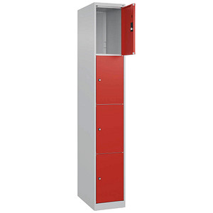 Image CP Schließfachschrank Classic Plus lichtgrau, verkehrsrot 080000-104-S10002, 4 Schließfächer 30,0 x 50,0 x 185,0 cm