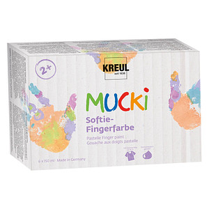 Image KREUL Softie-Fingerfarbe "MUCKI", 150 ml, 6er-Set