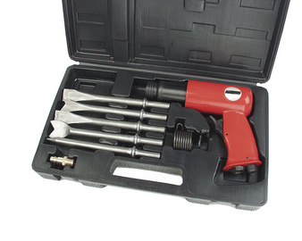 Image BRÜDER MANNESMANN Druckluft-Meißelhammer mit 5 Meisseln im Kunststoffkoffer, mi