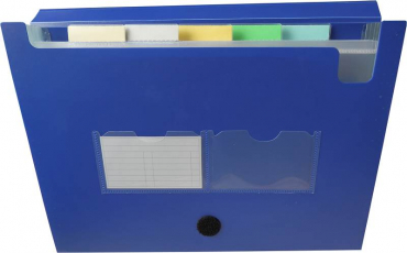 Image EXXO by HFP Fächertasche / Aktentasche / Sammeltasche, passend für A4 Unterlagen, 6 Fächer, aus PP, dehnbare Fächer, mit Klarsicht-Taben, Klettverschluss und Namensschildtaschen, Farbe: blau – 1 Stück