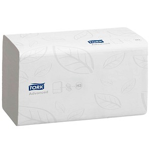 Image TORK Papierhandtücher H3 Advanced schnellauflösend Zick-Zack-Falzung 2-lagig 3.750 Tücher