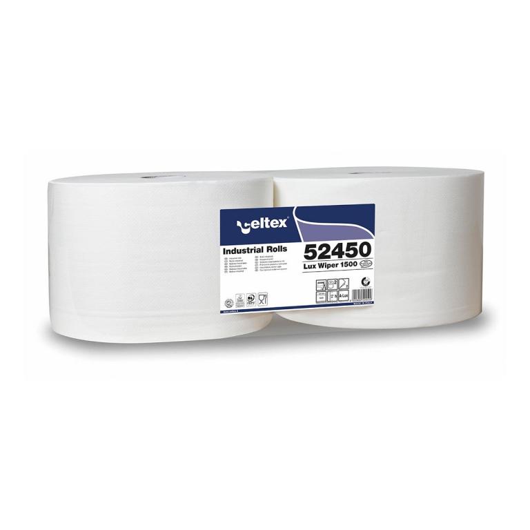 Image Papierhandttücher Putztuchrolle Außenabrollung "Lux Wiper" 2-lagig, Zellstoff weiß, 1500 Blatt/Rolle | 2 Rollen Lebensmittelkonform, passend für Artikel ||70319||, ||70318||, ||72213||, ||72219||