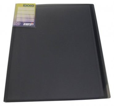 Image EXXO by HFP Sichtbuch / Sichthüllenmappe, A4, aus PP, mit 20 fest eingeschweißten und oben offenen Klarsichthüllen, mit Einschubtasche auf der Vorderseite, Farbe: transparent schwarz – 1 Stück