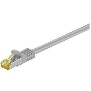 Image WENTRONIC RJ45 Netzwerk Anschlusskabel CAT 6A (Rohkabel CAT 7) S/FTP 15 m Grau 