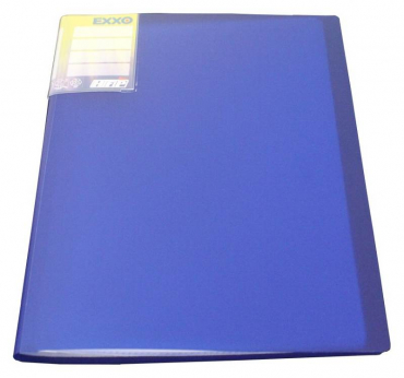 Image EXXO by HFP Sichtbuch / Sichthüllenmappe, A4, aus PP, mit 40 fest eingeschweißten und oben offenen Klarsichthüllen, mit Einschubtasche auf der Vorderseite, Farbe: transparent blau – 1 Stück