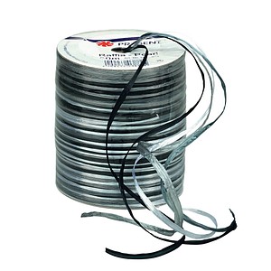 Image PRÄSENT Geschenkband Raffia glänzend schwarz/grau/silber 3,0 mm x 50,0 m