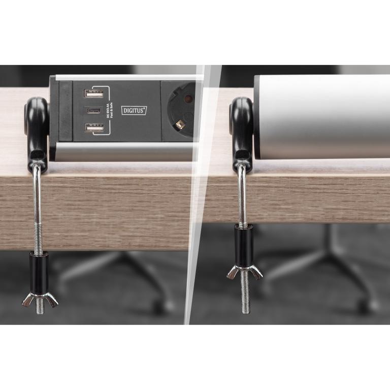 Image DIGITUS 6-fach Office-Steckdosenleiste mit 3xUSB-Anschlüssen