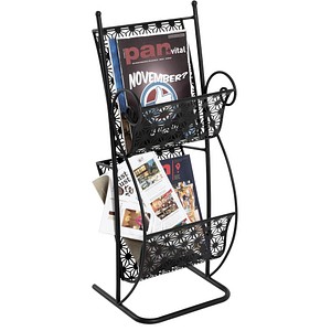 Image HAKU Möbel Zeitungsständer 19594 schwarz Metall, DIN A4