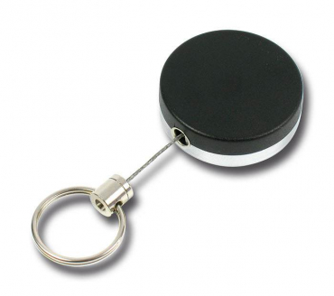 Image JOJO – Ausweishalter Ausweisclip Schlüsselanhänger, runde Form, aus Metall, Gürtelclip, Schlüsselring, Farbe schwarz/silber - 10 Stück