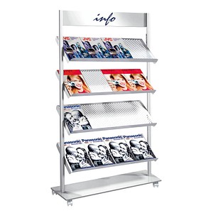 Image kerkmann Prospektregal Rico, für 16 x DIN A4, alusilber