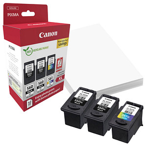 Image Canon PG-560XLx2/CL-561XL  schwarz, color Druckköpfe + Fotopapier, 3er-Set