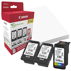 Image Canon PG-545XLx2/CL-546XL  schwarz, color Druckköpfe + Fotopapier, 3er-Set