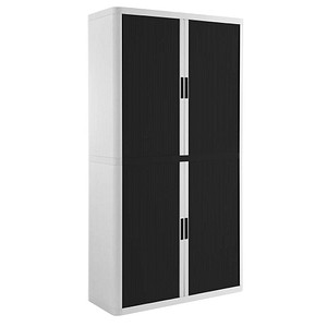 Image PAPERFLOW Rollladenschrank weiß, schwarz ohne Fachböden 110,0 x 41,5 x 204,0 cm