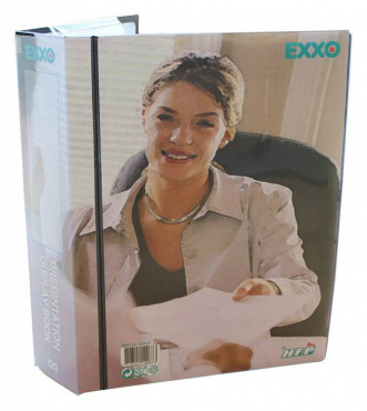 Image EXXO by HFP Präsentationsbuch / Sichthüllenmappe / Sichtbuch, A4, aus PP, mit 120 fest eingeschweißten und oben offenen Klarsichthüllen, mit klarer Außentasche und Innentasche auf dem Vorderdeckel, Farbe: schwarz – 1 Stück