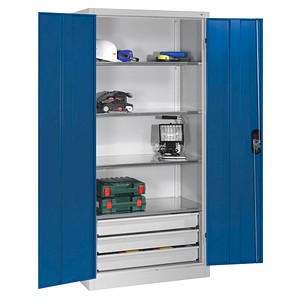 Image CP Stahlschrank 8921-503 lichtgrau, enzianblau 93,0 x 50,0 x 195,0 cm, aufgebaut