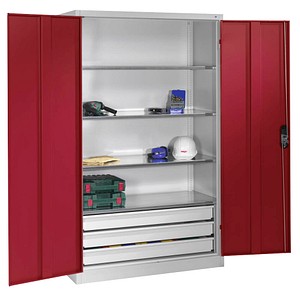 Image CP Stahlschrank 8931-503 lichtgrau, rubinrot 120,0 x 50,0 x 195,0 cm, aufgebaut
