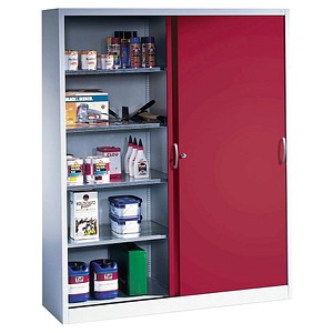 Image CP Stahlschrank 2149-00 lichtgrau, rubinrot 160,0 x 40,0 x 195,0 cm