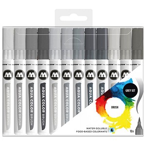 Image 12 MOLOTOW Aqua Color Grey Set Brush-Pens farbsortiert