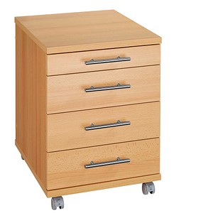 Image MÖBELPARTNER Rollcontainer buche 4 Auszüge 42,0 x 50,0 x 52,0 cm