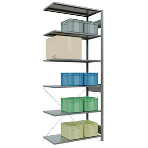 Image SCHULTE Anbau-Schwerlastregal MULTIplus 150 12756 silber 100,0 x 50,0 x 250,0 cm