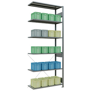 Image SCHULTE Anbau-Schwerlastregal MULTIplus 150 12746 silber 100,0 x 40,0 x 250,0 cm