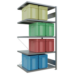Image SCHULTE Anbau-Schwerlastregal MULTIplus 250 12985 silber 100,0 x 80,0 x 200,0 cm