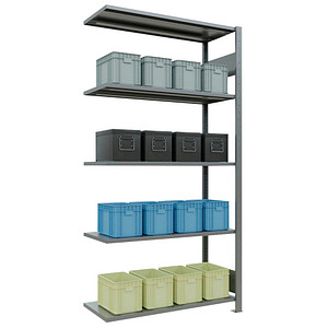 Image SCHULTE Anbau-Schwerlastregal MULTIplus 150 12745-LR silber 100,0 x 40,0 x 200,0 cm
