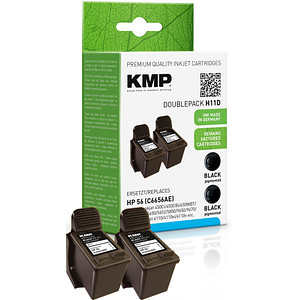 Image KMP H11D 2er Pack Schwarz wiederaufbereitet Tintenpatrone