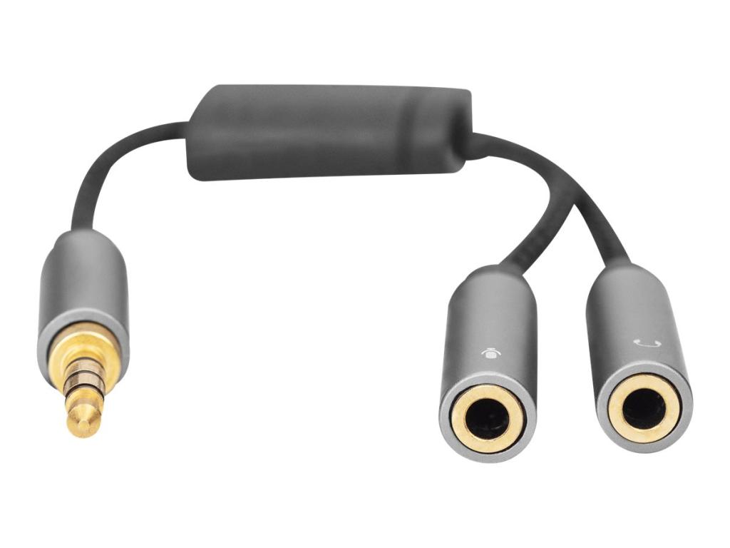 Image DIGITUS Audio Headset Adapter, 3,5 mm Klinke, schwarz/grau