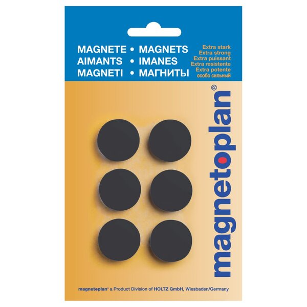 Image Magnete Discofix Hobby geblistert Schwarz, 25 mm 6 Stück