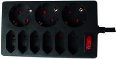 Image REV Tischsteckdose 9-fach 1,4 m mit Schalter schwarz