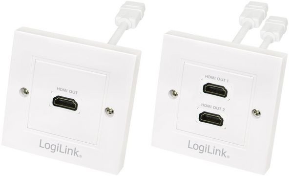 Image LogiLink Anschlussdose, 2 x HDMI, geschirmt, weiß