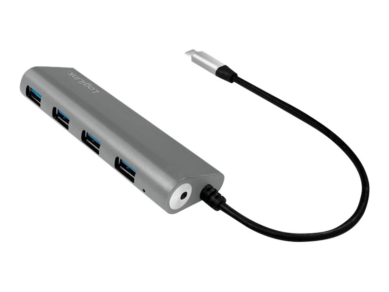 Image LOGILINK USB 3.1 HUB 4-port Type-C Aluminium grau