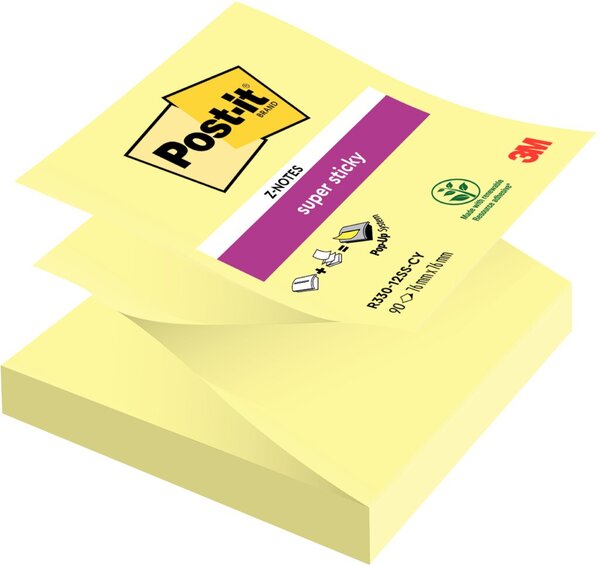 Image Post-it® Super Sticky Z-Notes Haftnotizen extrastark R33012SY gelb 12 Blöcke