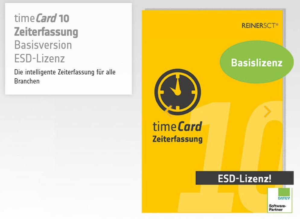 Image REINER SCT REINERSCT timeCard 10 Zeiterfassung Software ESD-Lizenz