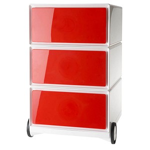 Image PAPERFLOW Rollcontainer "easyBox", 3 Schübe, weiß / rot