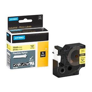 Image DYMO Beschriftungsband RHINO  18490, 12 mm schwarz auf gelb
