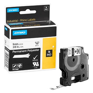 Image DYMO Beschriftungsband RHINO  18482, 9 mm schwarz auf weiß